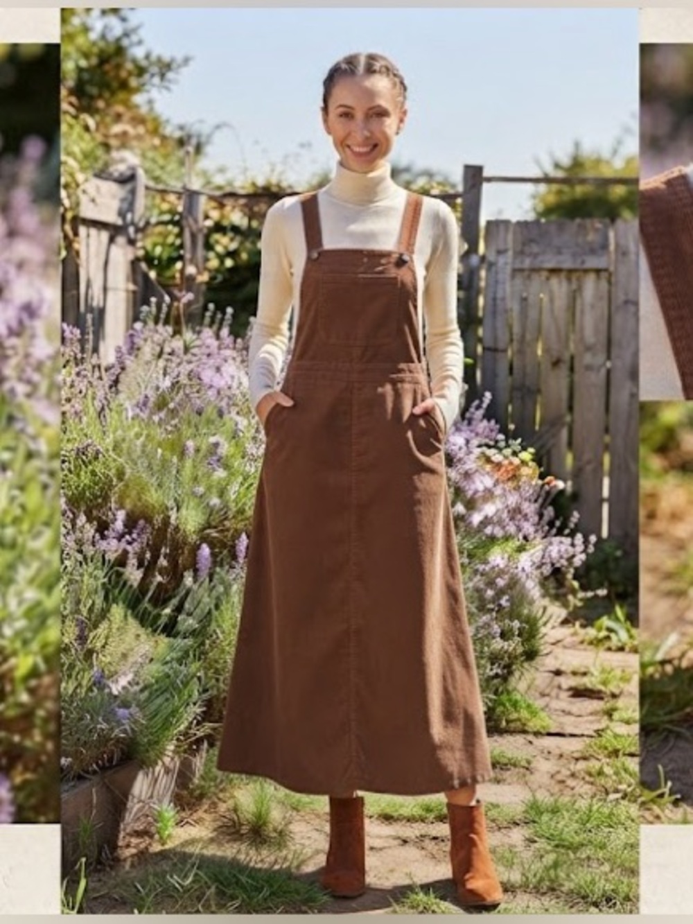 Brown Corduroy Pinafore Maxi Dress